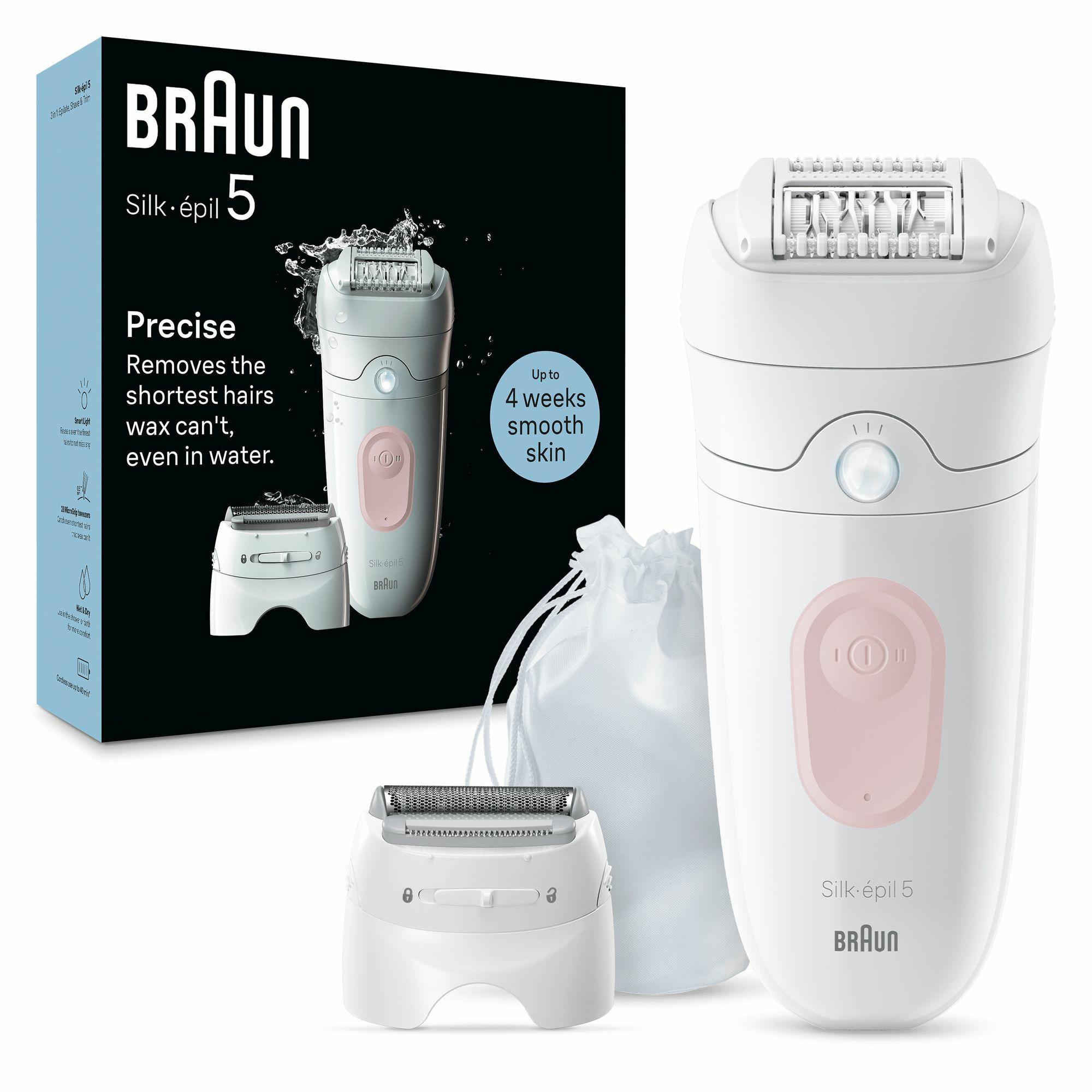 Braun Silk-ÃƒÂ©pil 5 5-030, Epilatore Elettrico Donna, Per Una Epilazione Semplice, Bianco/Rosa