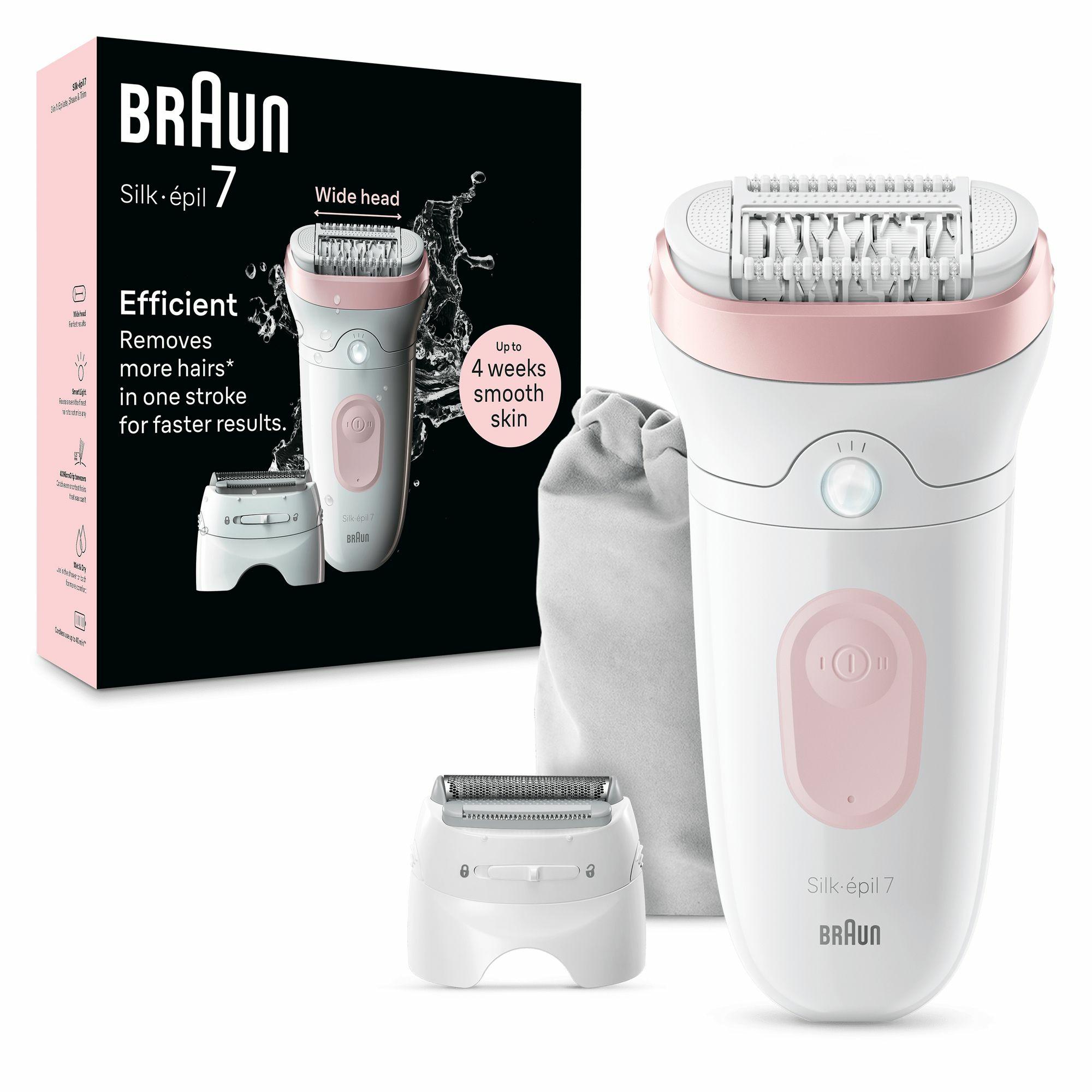 Braun Silk-ÃƒÂ©pil 7 7-030, Epilatore Elettrico Donna Per Una Epilazione Semplice, Bianco/Rosa