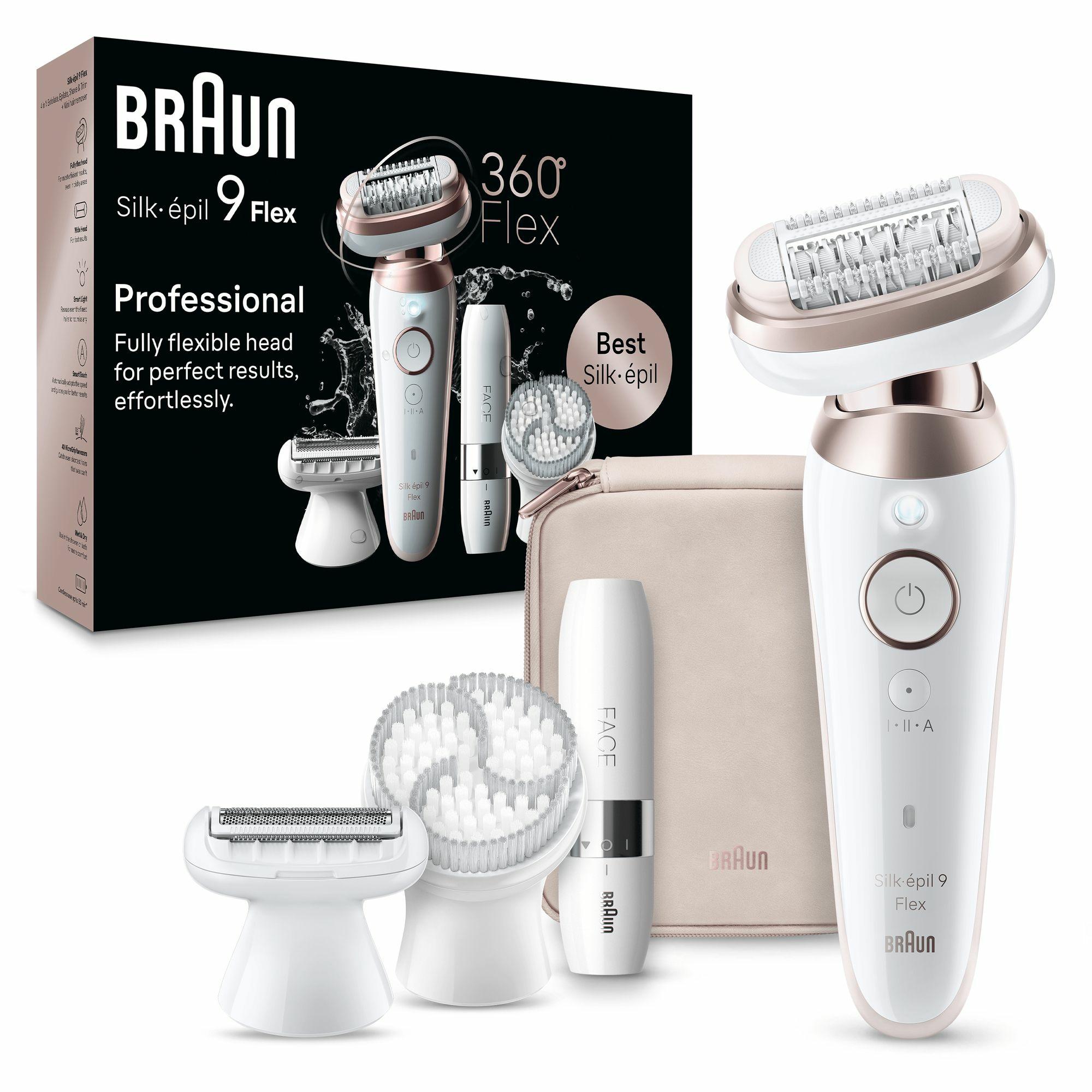 Braun Silk-ÃƒÂ©pil 9 Flex 9-360 3D, Epilatore Elettrico Donna Per Epilazione Semplice, Bianco/Rosa