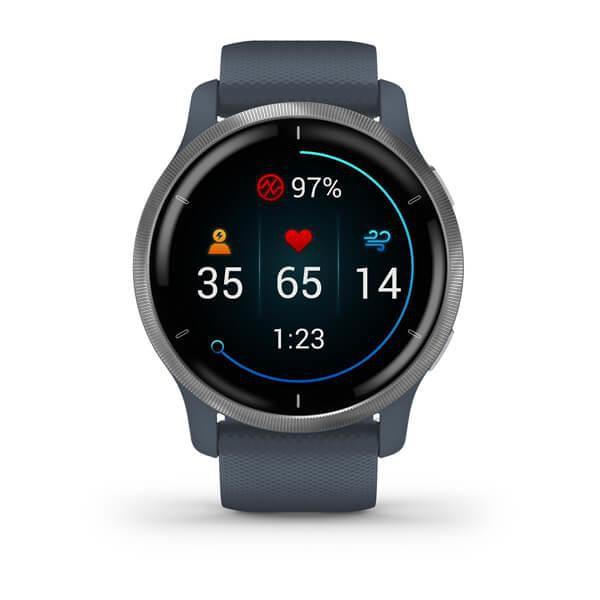 Garmin Venu 2, GPS, Wi-Fi, Granito Blu + Passivato, WW