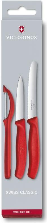 Set coltelli da verdura Victorinox Swiss Classic con pelapatate 3 pezzi rosso