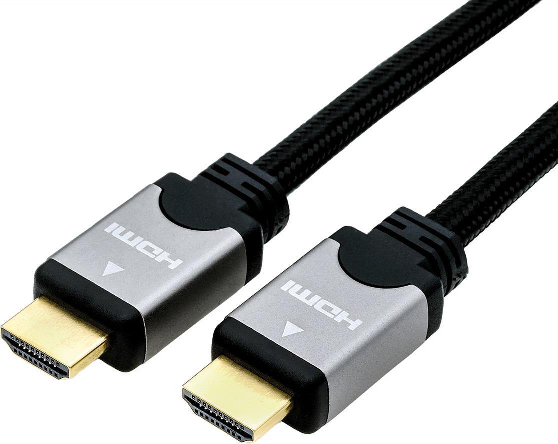 Roline High Speed - HDMI con cavo Ethernet - HDMI (M) a HDMI (M) - 10 m - Isolamento doppio - nero/argento