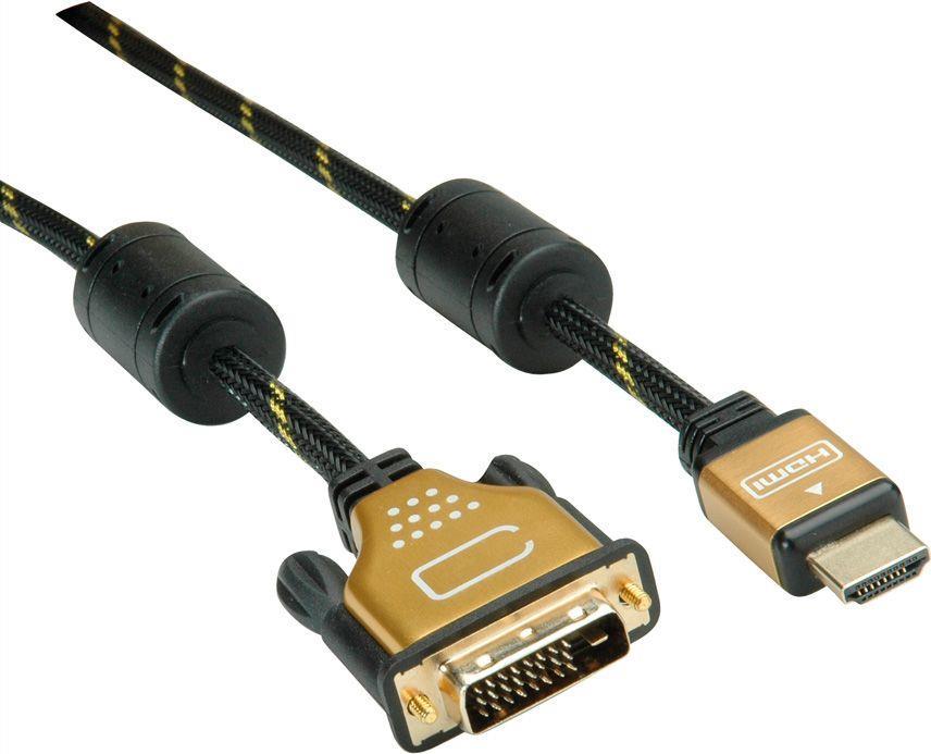 11.04.5893, 5 m, HDMI, DVI, maschio, maschio, oro