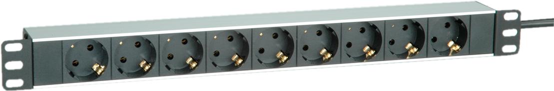 Secomp Roline - Strip Socket (rack - costruito -in) 3600 watt - prese iniziali: 9 - 1u - 48,3 cm (19 ") - 2,0 m - grigio chiaro