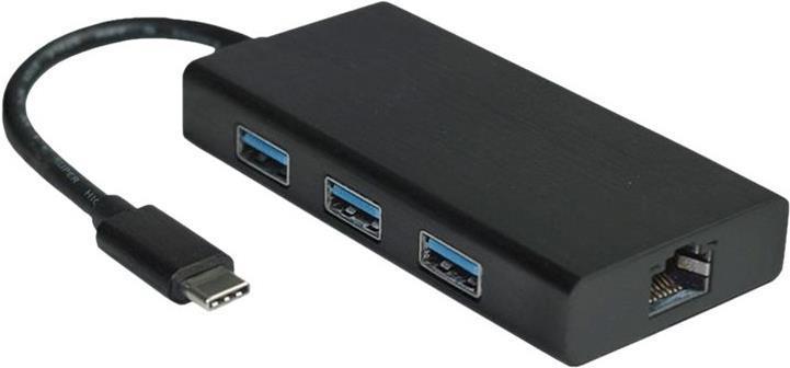 Valore USB 3.1 a Gigabit Ethernet Converter - Adattatore di rete - USB -c 3.1 - USB 3.0 x 3 + Gigabit Ethernet x 1 + USB -c 3.1