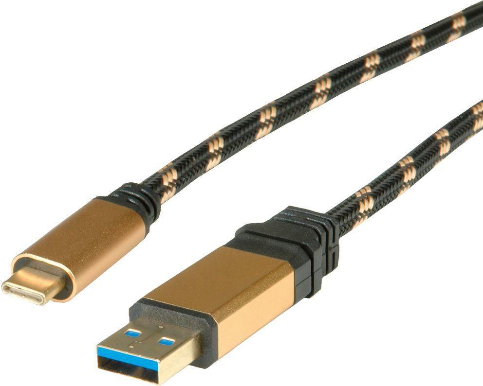 ROLINE USB 0.5m cavo USB 05 m USB 3.2 Gen 2 3.1 Gen 2 USB A USB C Nero Oro (ROLINE GOLD USB3.2 Gen1 Cable A - C M/M 0.5 m)