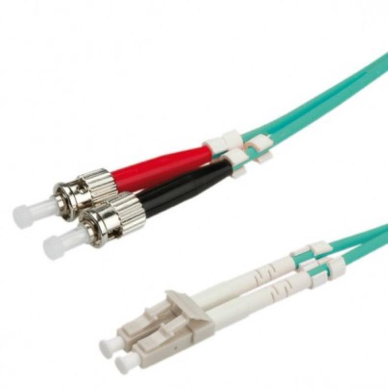 Bretella ottica duplex zipp turchese OM3 - LC/ST 50/125 microns - 3 Mt