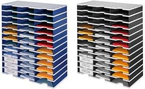 Styro Basic Unit Stirodoc trio, 36 scomparti, nero/grigio 36 Compartimenti standard: 3-largo/12-alto, pavimento/coperchio: grig