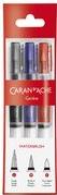 Caran D'Ache WaterColor Brush Pencil con serbatoio dell'acqua, 3 set spazzola in plastica trasparente, lunghezza: 140 mm, con -