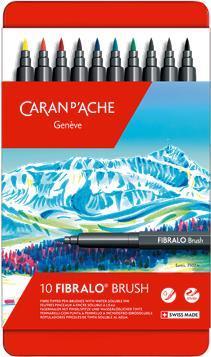 Caran d'Ache Pinter fibra di fibra Fibralo Brush, 10 Metalletui Flexible and Robust Brush Punta, molring dopo tutti - 1 pezzo (
