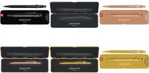Caran D'Ache Pressure Pencil 844 Gold Bar, 0,7 mm, albero esagonale d'oro fatto di alluminio, satinatura colorata d'oro, - 1 pe