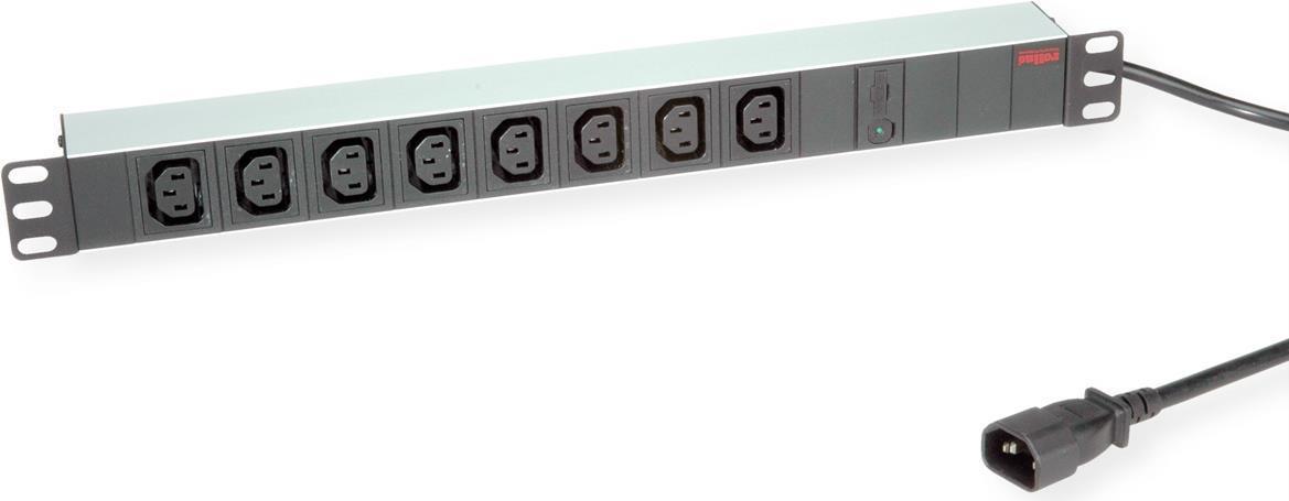 Roline 19 "-Socket Strip 8 volte C13 C14 Plug 10A alluminio 20 m (19 luglio 1629)