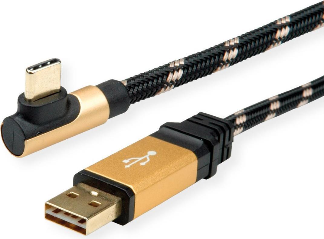 ROLINE 11.02.9060 Cavo USB 08 m USB 2.0 USB A USB C nero - oro (11.02.9060)