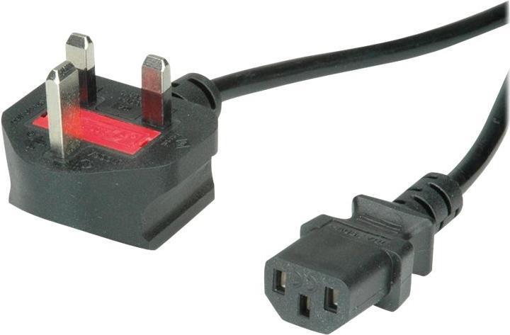 Valore - Cavo di alimentazione - BS 1363 (M) angolato fino a IEC 60320 C13 dritto - AC 250 V - 10 A - 1,8 m - nero