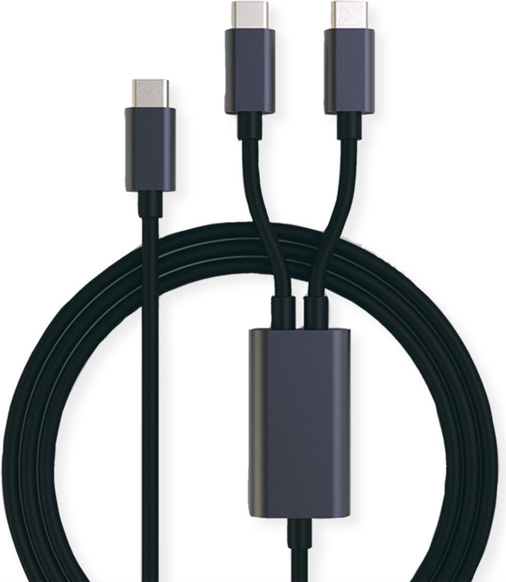 ROLINE - Cavo USB - Da USB-C a 24 pin (M) a USB-C a 24 pin (M) - USB 2.0 - 185 m - Alimentatore USB (100 W) - Nero (11.02.8308)