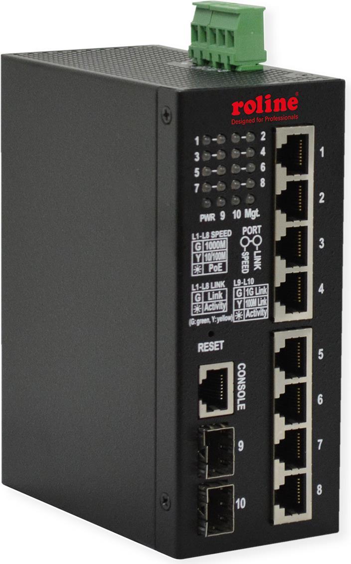 Roline Industry. Gigabit eth. Switch 8x+ 2x Dual -Speed ​​SFP gestito 240W - Switch - 1 Gbps - 10 -Port - Potenza su Ethern
