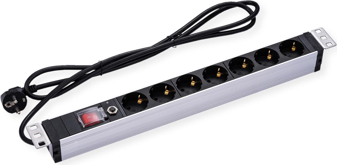 Striscia da 19 pollici Strip 1 U Overload Protezione a 7 vie 3M Cavo di alimentazione - Striscia Socket -