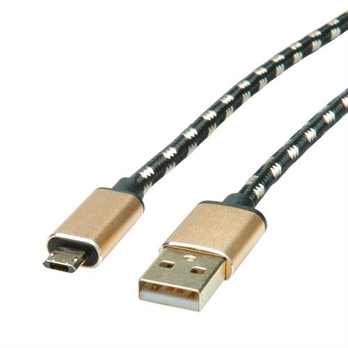 Cavo USB 2.0 ROLINE GOLD, A - MicroB, M/M rev, 1,8 m