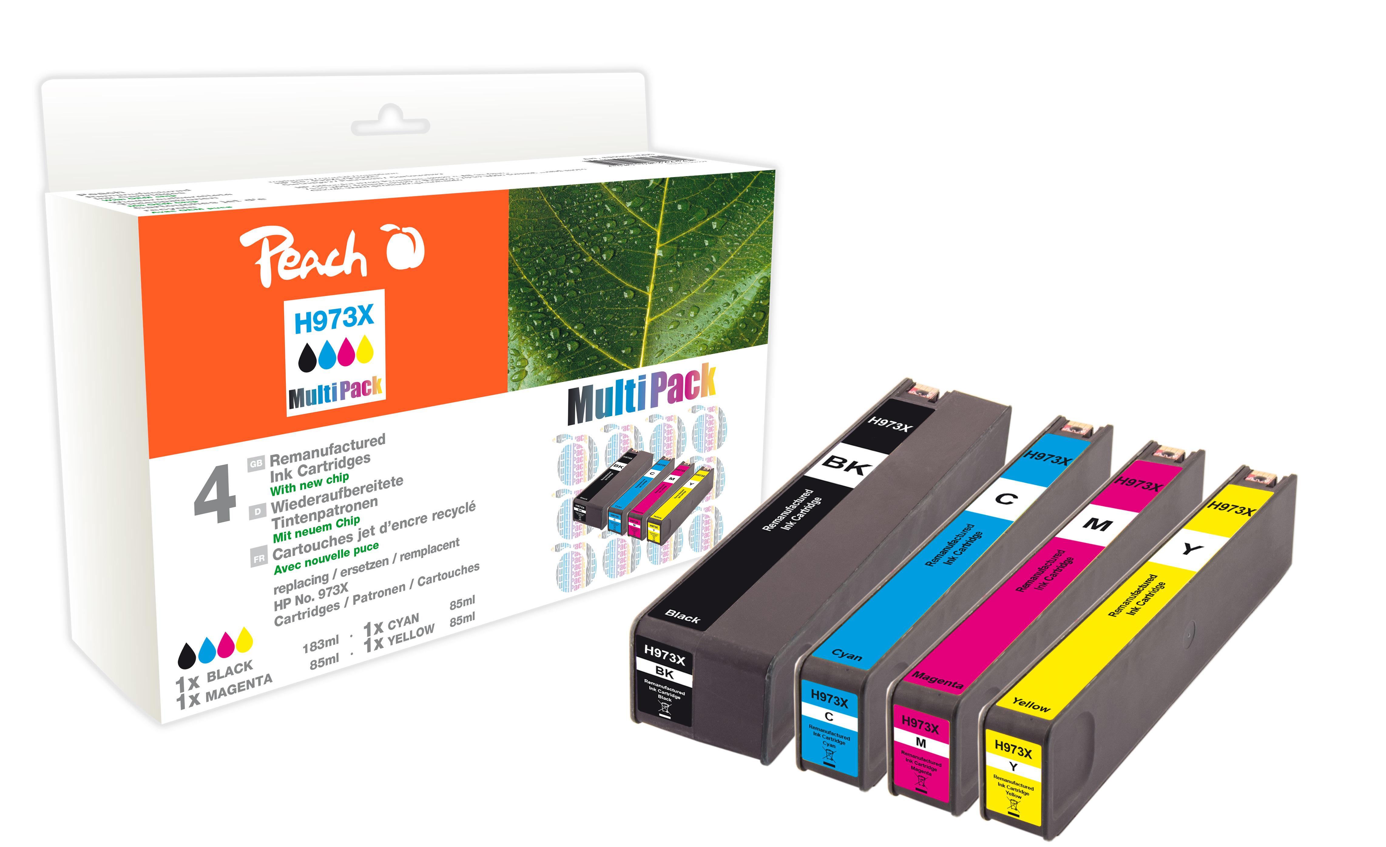 Peach PI300-750 cartuccia d'inchiostro 4 pz Compatibile Resa elevata (XL) Nero, Ciano, Magenta, Giallo