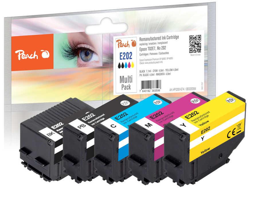 Peach PI200-674 cartuccia d'inchiostro 5 pz Compatibile Resa standard Nero, Ciano, Magenta, Giallo