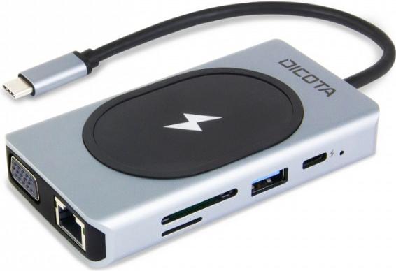 DICOTA D32059 hub di interfaccia USB tipo-C Nero, Argento (USB-C 10-IN-1 CHARGING HUB 4K - PD 100W)