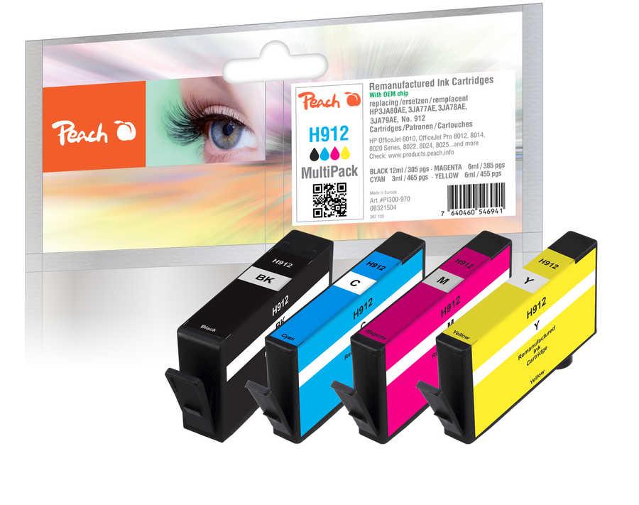 Peach PI300-970 cartuccia d'inchiostro 4 pz Compatibile Resa standard Nero, Ciano, Magenta, Giallo