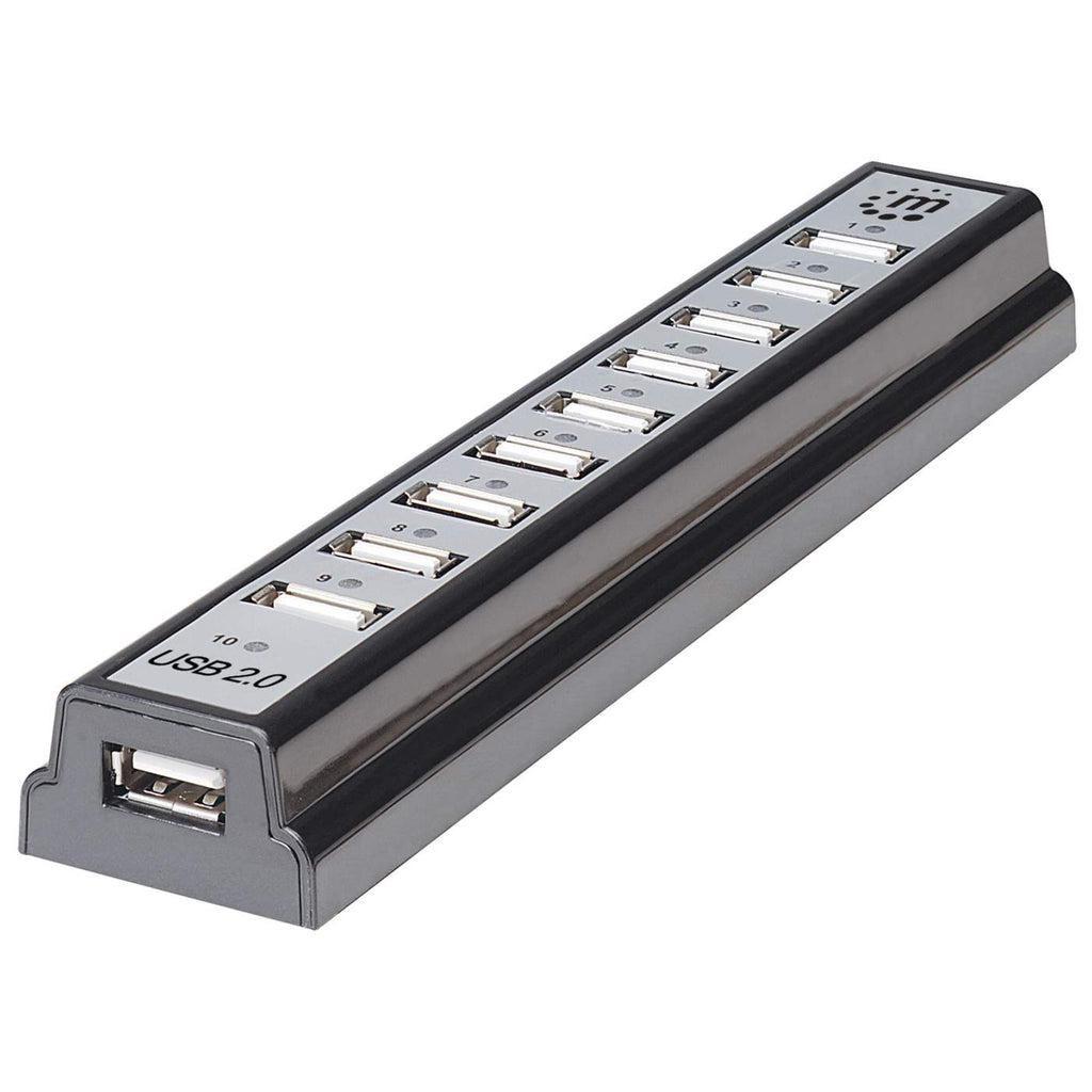 Manhattan 161572 hub di interfaccia USB 2.0 480 Mbit/s Nero Argento