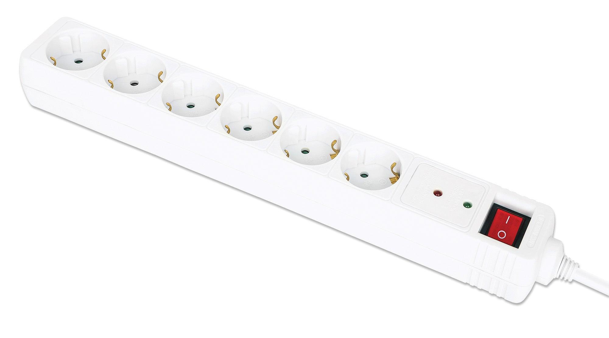 Manhattan 168311 prolunghe e multiple 2 m 6 presa(e) AC Interno Bianco