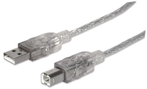 Manhattan 340458 cavo USB 3 m USB 2.0 USB A USB B Argento