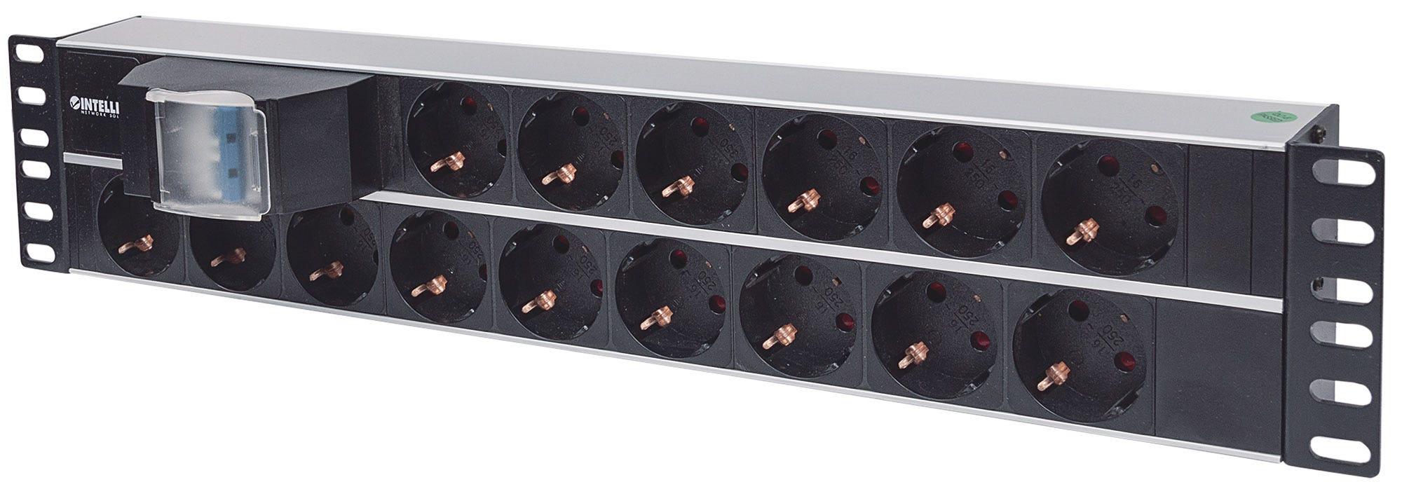 Intellinet 714051 unità di distribuzione dell'energia (PDU) 15 presa(e) AC 2U Alluminio Nero