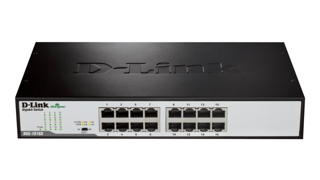 Switch UnManaged - D-Link 16 porte Gigabit rame 10/100/1000Mbps sur Cavo Cat.5 - Capacit 32Gbps