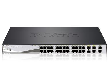 Switch Web Managed - D-Link Smart+ 24 porte 10/100Mbps PoE/PoE+ + 2 porte Combo 1000BaseT/SFP + 2 porte Gigabit