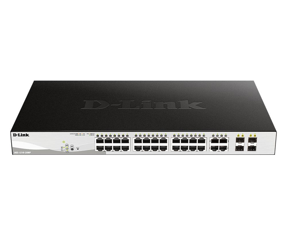 D-Link DGS-1210-28P switch di rete Gestito L2 Gigabit Ethernet (10/100/1000) Supporto Power over Ethernet (PoE) 1U Nero
