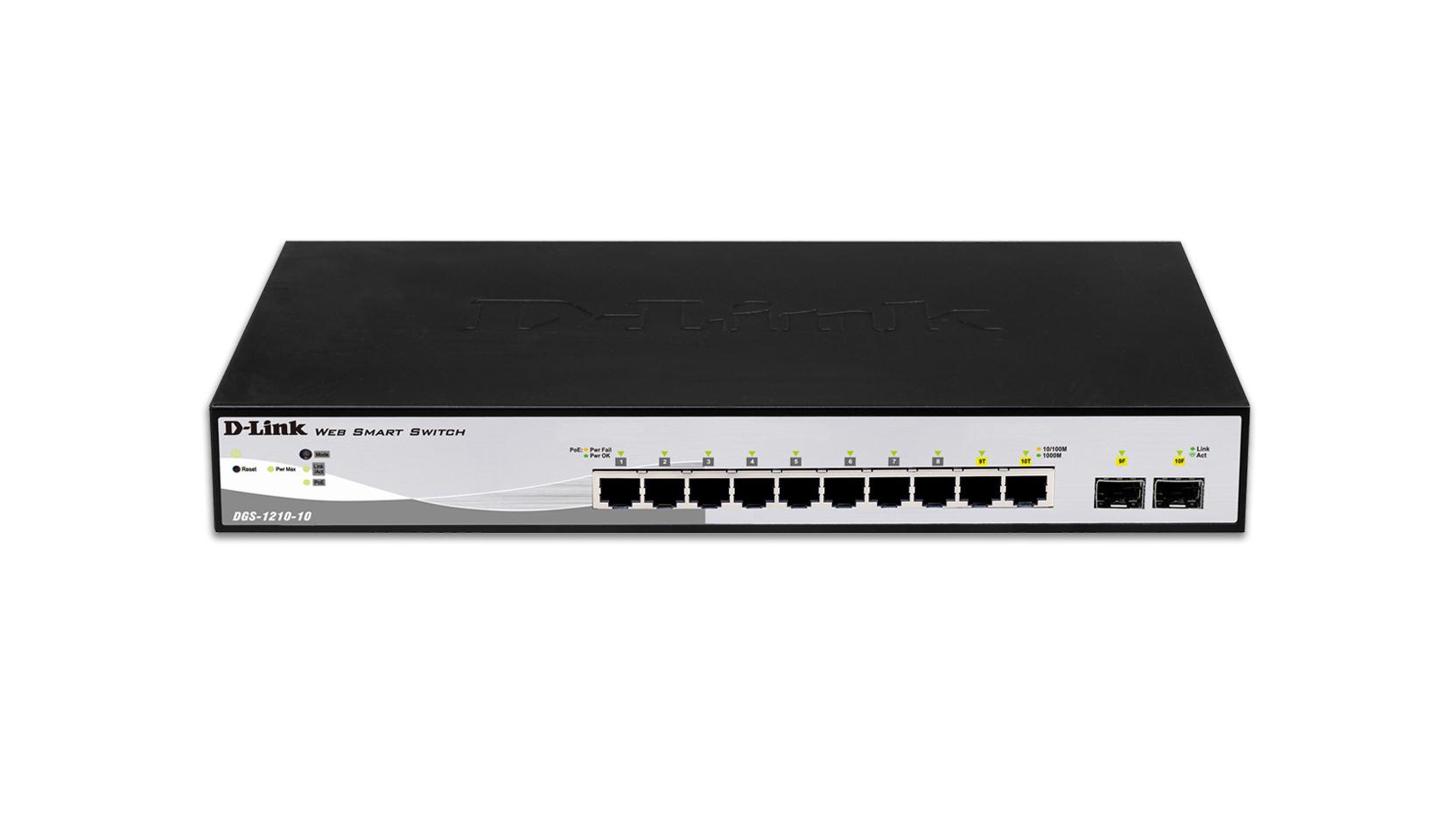 D-Link DGS-1210-10 switch di rete Gestito L2 Gigabit Ethernet (10/100/1000) 1U Nero Grigio