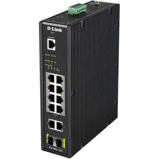 D-Link DIS-200G-12PS switch di rete Gestito L2 Gigabit Ethernet (10/100/1000) Supporto Power over Ethernet (PoE) Nero