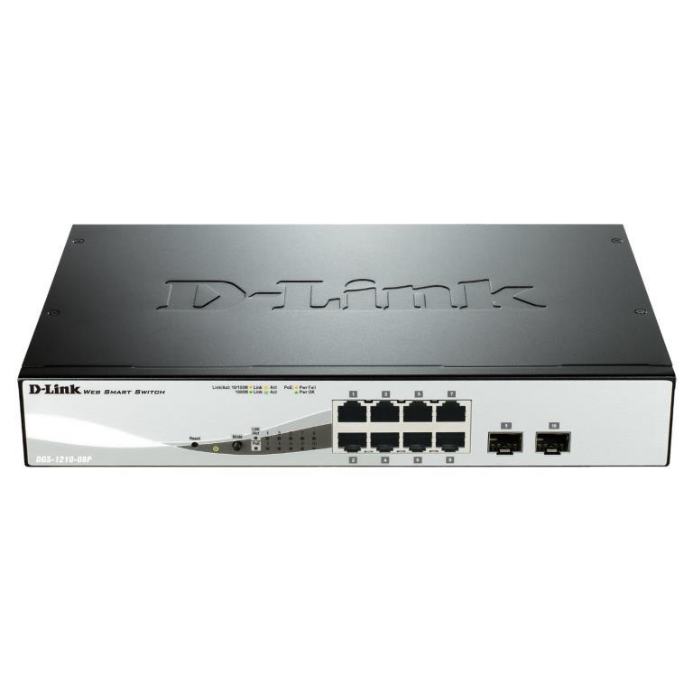 Switch Web Managed - D-Link Smart 8 porte 10/100/1000Mbps PoE 2 porte SFP - PoE 802.3af