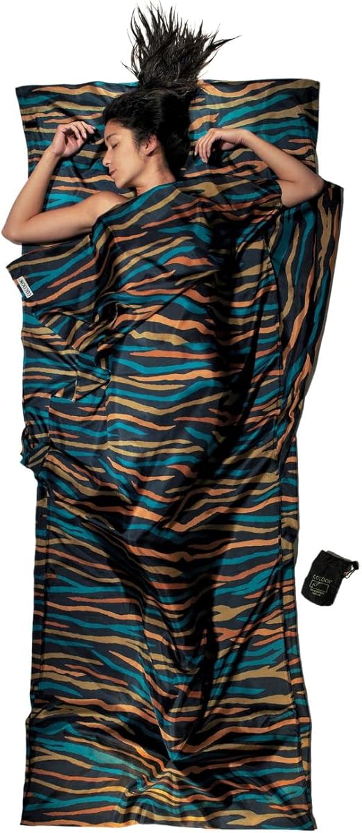 Sacco a pelo da viaggio leggero Cocoon, rettangolo, 220 x 90 cm, 100% SETA, taglia oliva scuro