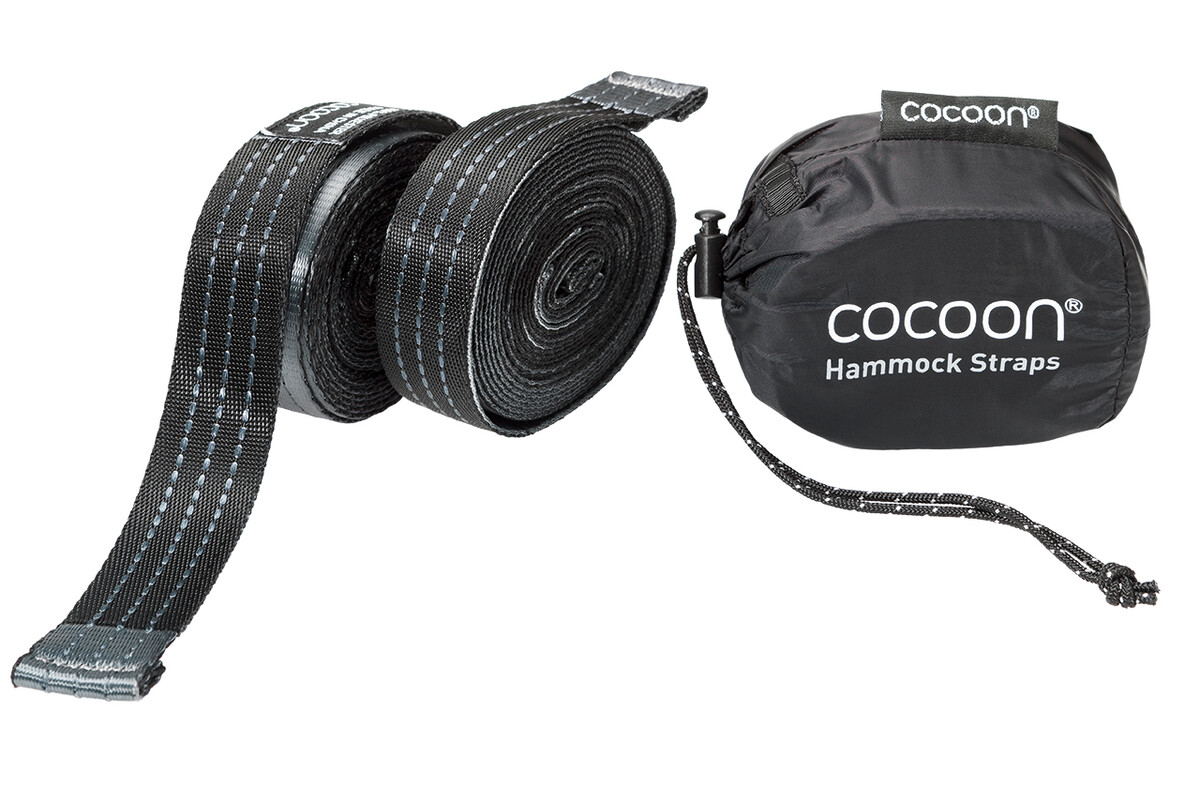 Cinghie per amaca Cocoon, poliestere ad alta resistenza, nero/grigio