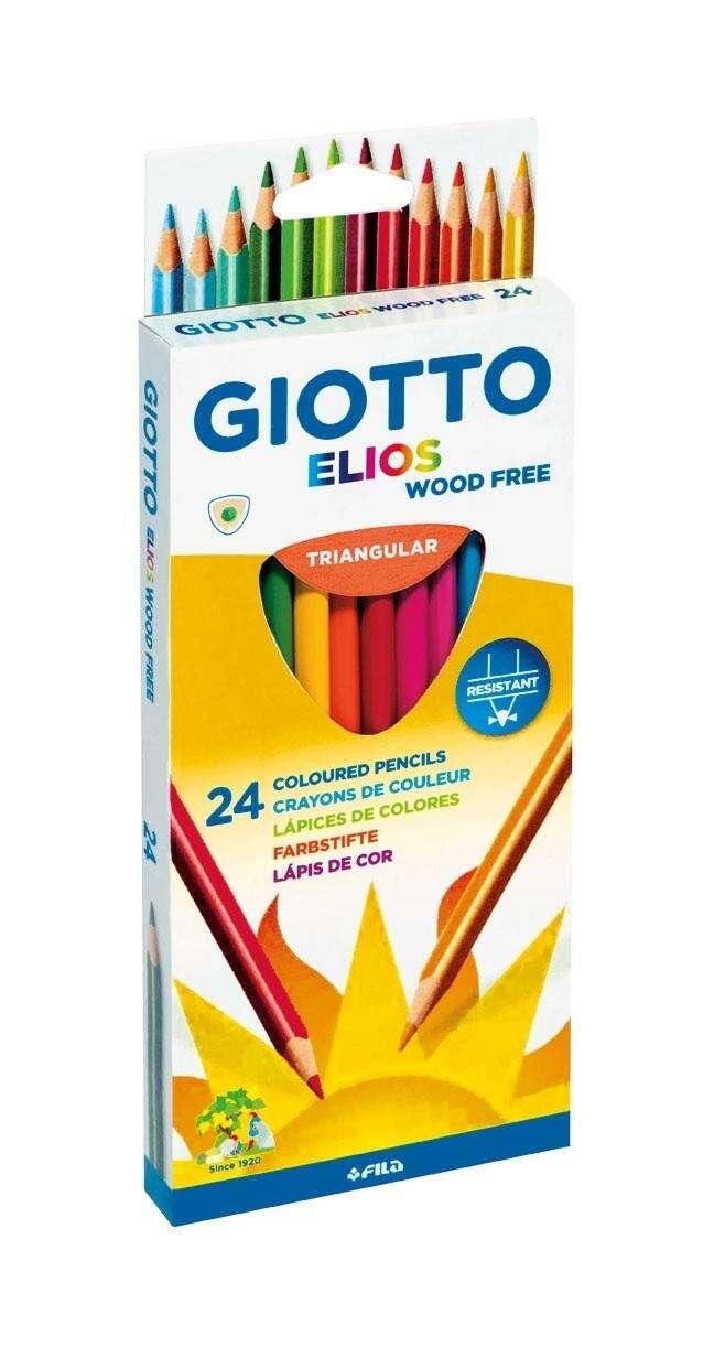 Giotto Elios Giant confezione gigante in legno esente da 24 colori triangolari - legno semplice - Mina 5 mm - colori normali