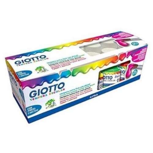 Giotto Tempera Pacco di 12 pache da 25 ml. Pennello - base acqua - Ottima coprenza - Colori supportati