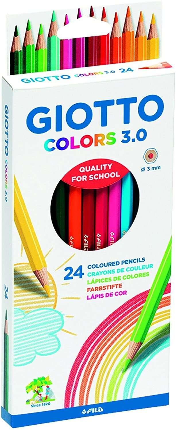 Giotto Colors 3.0 Confezione da 24 penne colorate - Piombo 3 mm - Legno - Colori assortiti