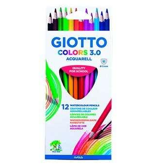 Giotto Colori Acquirell 3.0 Pacchetto di 12 picchi triangulari di acquerelli - Mine da 3 mm - Legno - Colori assortiti