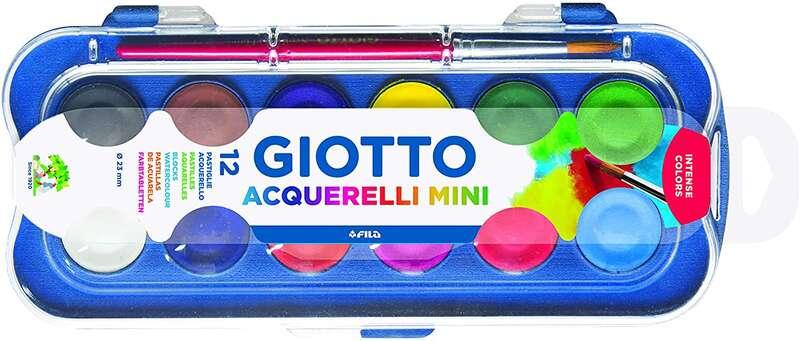 Giotto confezione da 12 mini borracce da 23 mm - Colori vivaci - Evita la dispersione dell'acqua