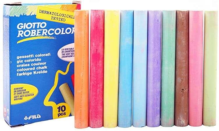 Giotto Robercolor Confezione da 10 gessetti colorati rotondi - dermatologicamente - compatti e resistenti - Colori Circondati