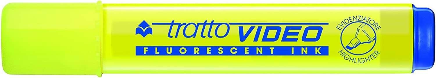Pennarello Fluorescente Tratto Video - Tip a scalpello - Inchiostro a base d'acqua - Quick Asciugatura - Colore Giallo Fluoresc