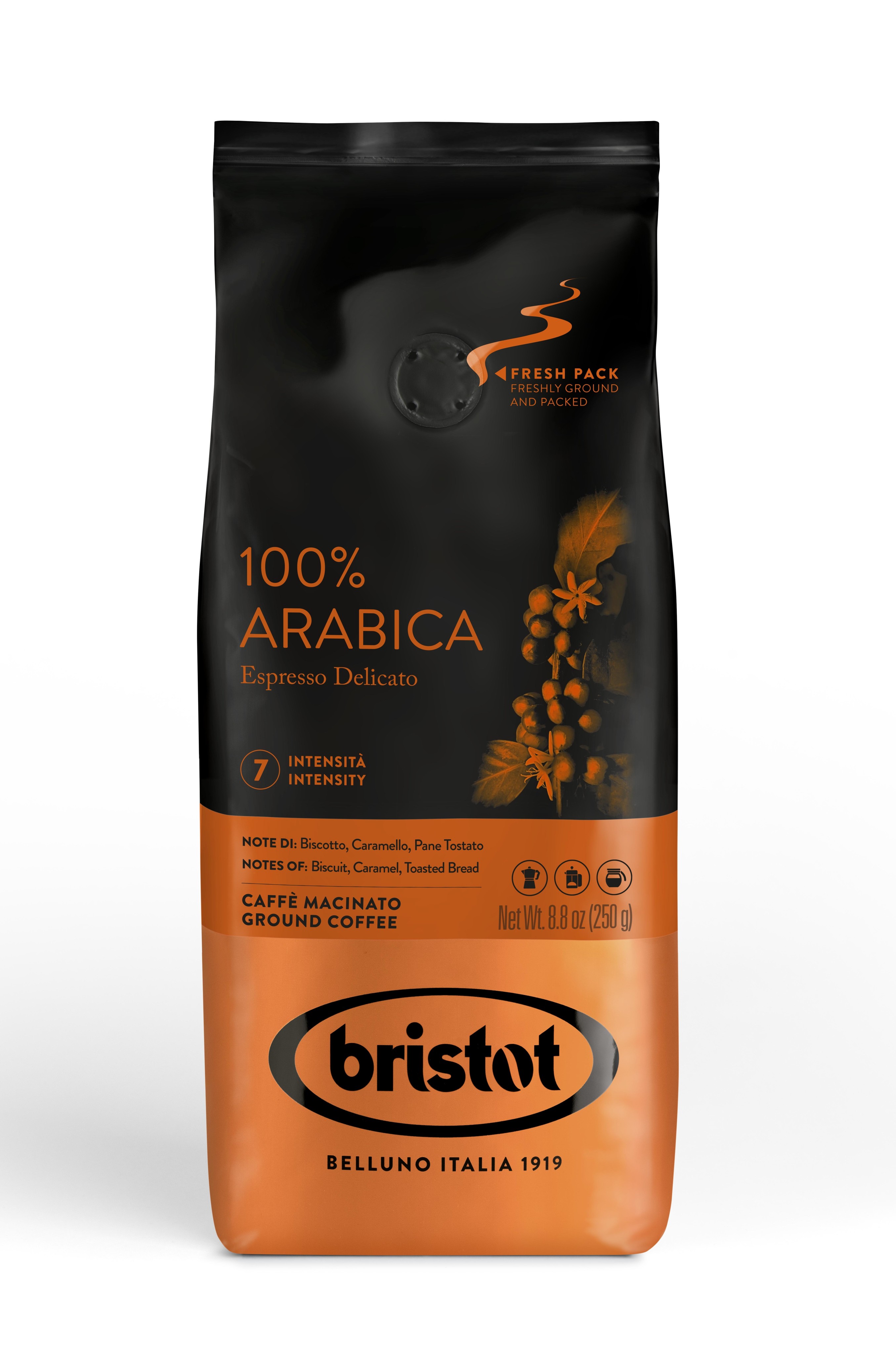 Caffè macinato Bristot 100% Arabica 250g