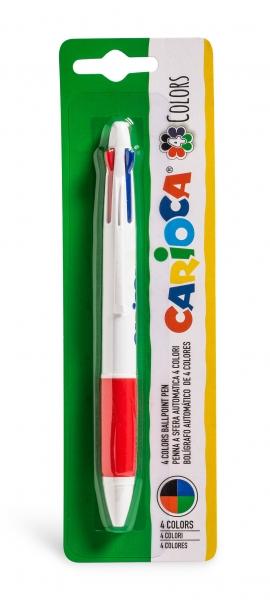 Penna a Sfera Carioca 4 Colori - Penna a Sfera con Punta a Sfera Automatica - 4 Colori in un'unica Penna - Punta Ã˜ 1mm Carat