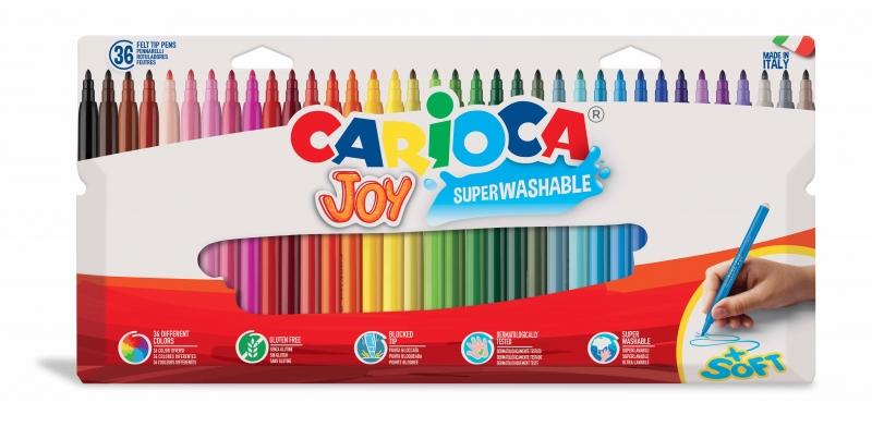 Carioca Joy Pack da 36 pennarelli - Inchiostro superlavabile - Punta fine 28 mm - Punta bloccata - Tappo ventilato