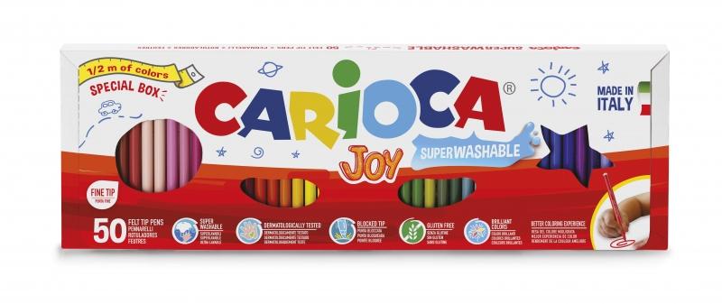 Carioca Metro Pack da 50 pennarelli - 36 colori diversi - inchiostro super lavabile - punta fine bloccata - tappo ventilato
