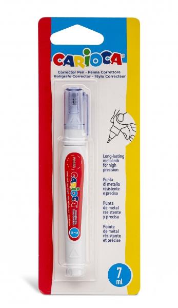 Carioca Corrector Pen Boligrafo Correttore - Punta in Metallo Resistente e Precisa - Adatto per Tutti i Tipi di Carta - Asciuga